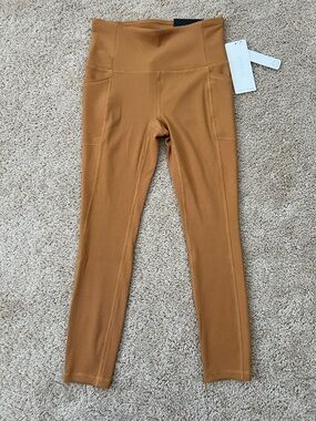 NWT RBX Ribbed Pocket Legging XS Pull On Stretch Yellow Athletic